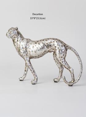 不止家居C@RTER猎豹系列中古银色猎豹摆件客厅时髦人艺术装置摆件