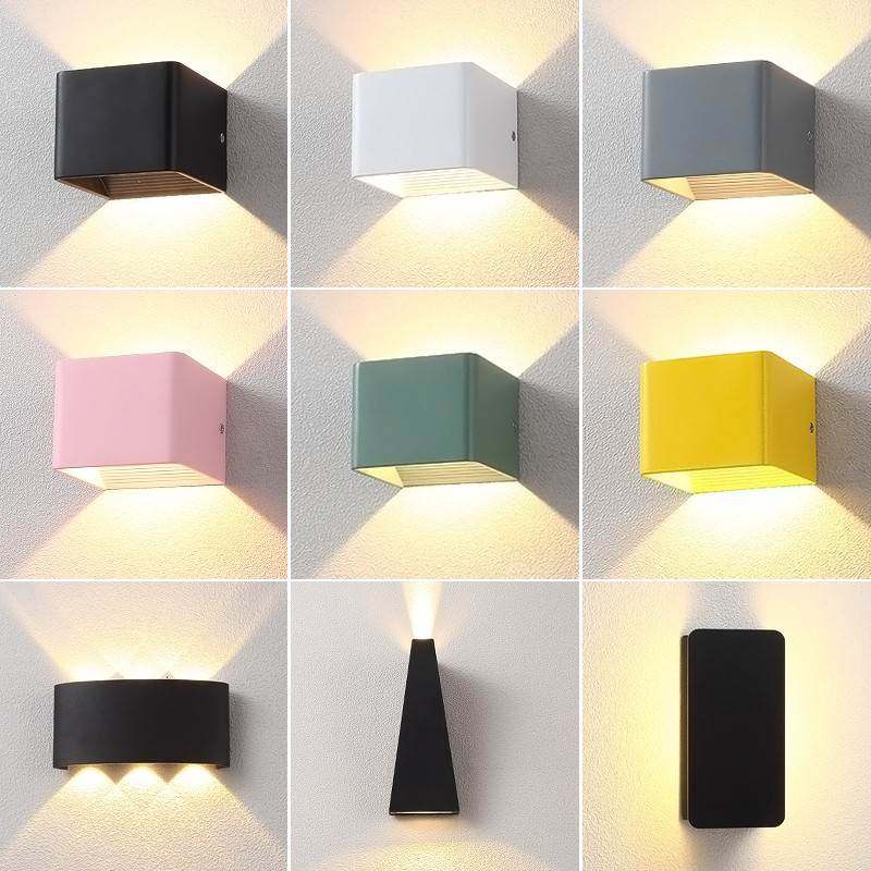 北欧现代简约LED壁灯创意卧室床头灯客厅过道户外防水黑色可调光