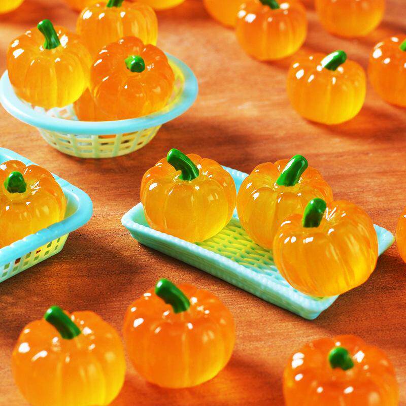 夜光仿真蔬菜水果南瓜万圣节迷你小摆件模型 DIY树脂过家家配件