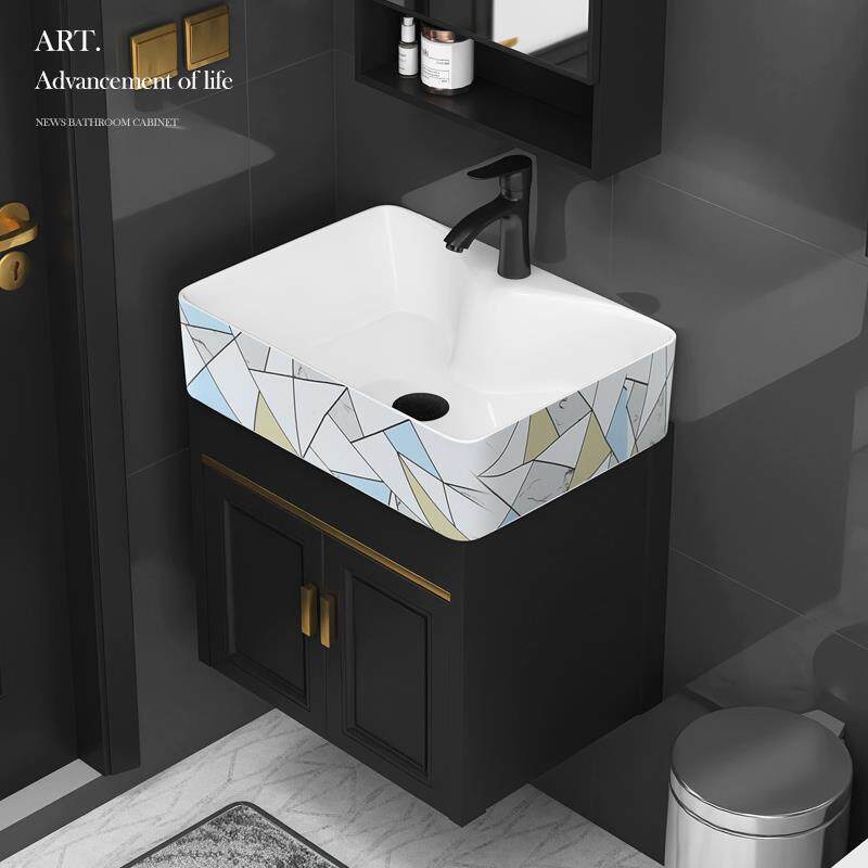 现代简约挂墙式洗手盆小户型洗脸盆柜组合卫生间一体创意洗漱台池