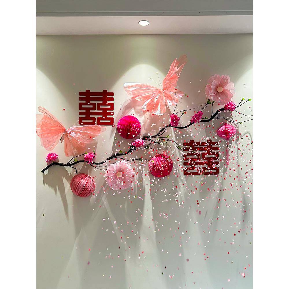 结婚婚房布置套装女方卧室装饰高级感男方新婚房间布置背景墙装饰