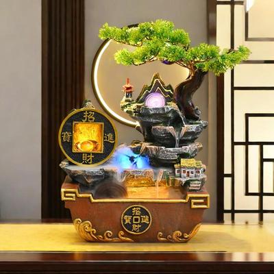 桌面假山流水摆件风车循环喷泉客厅办公桌招财风水轮乔迁生财礼品