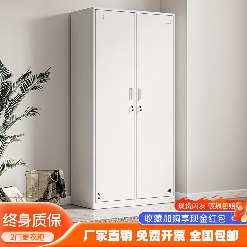 钢制二门更衣柜学校宿舍挂衣柜带锁存包储物柜办公室多门换衣柜子