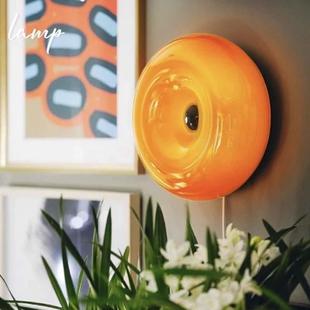 旺布利甜甜圈智能壁灯中古风圆形包豪斯小夜灯触摸床头灯氛围台灯