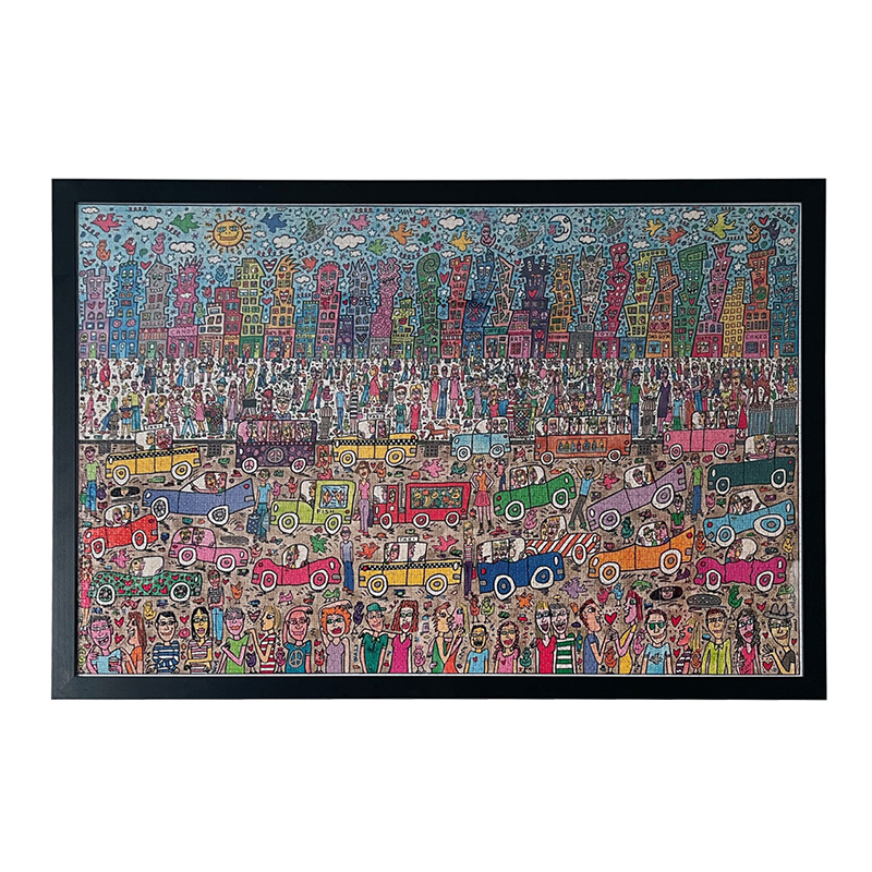 片画框立体相框悬浮实木框架拼图框复古挂墙送胶水配有机玻璃