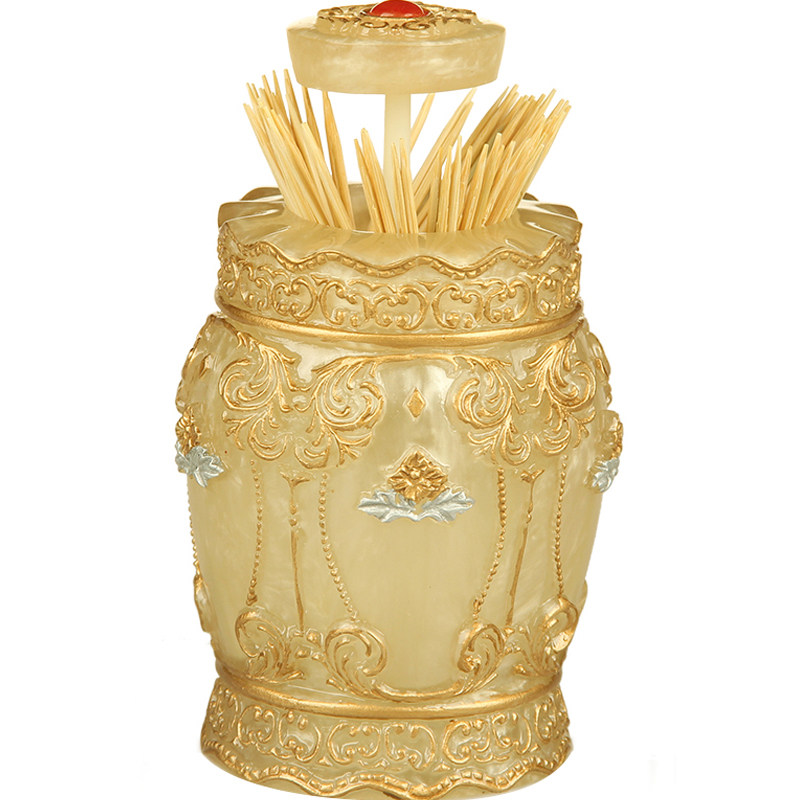 桌面创意按压式牙签盒欧式家用树脂棉签盒便携自动牙签筒,收纳整理,牙签筒,淘宝优惠券,粉丝福利购,淘宝优惠卷