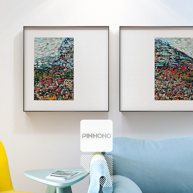 PINHONG 现代中式装饰画玄关书房茶室背景 卧室床头山水抽象画图片