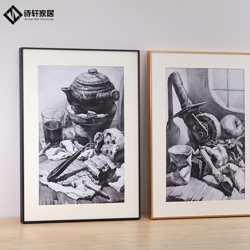 简约铝合金素描画框挂墙a3相框定制做A4装裱细窄边架4k8开外框架