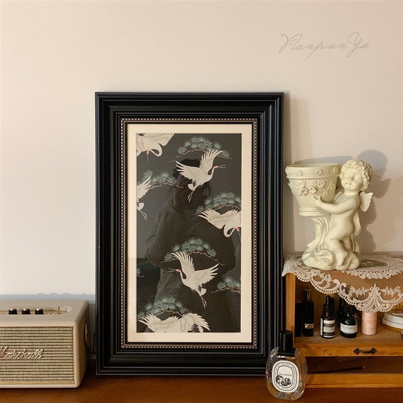 中式复古墙面装饰客厅玄关挂画装饰画白鹤图卧室餐厅高级背景墙图片