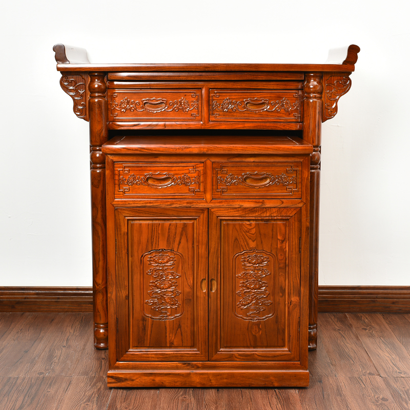 雕花樟木中堂供桌佛台神台供台现代简约 香案套柜 家用供奉桌实木