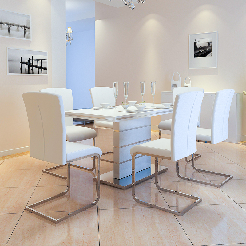 可餐桌椅现代家用小户型西餐桌餐桌白色烤漆亮光创意