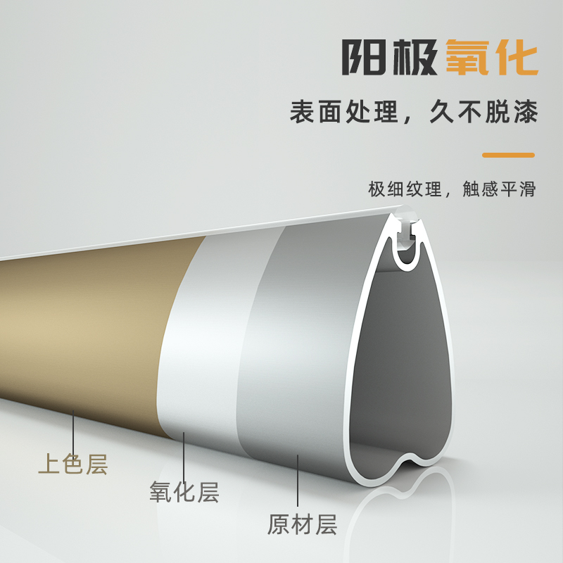 海汇利尔心形衣杆卧室挂衣杆一根衣橱晾衣杆固定卡扣横杆浴帘杆架