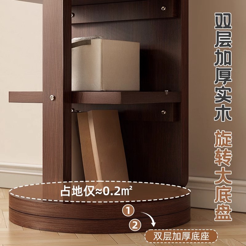 实木全身镜落地镜家用卧室可旋转移动穿衣镜挂衣架一体试衣大镜子