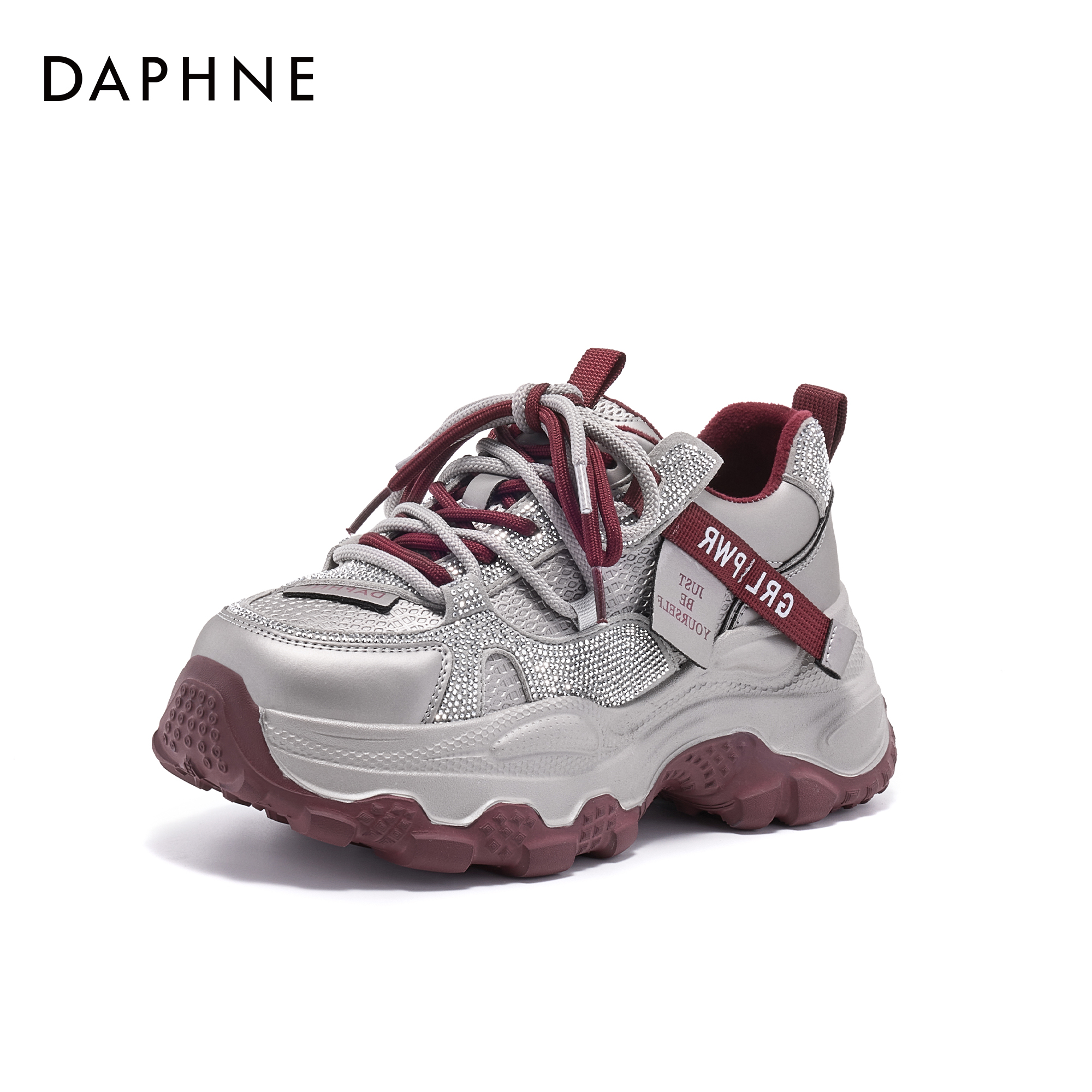 达芙妮冬季新款厚底增高保暖女鞋极简风时尚百搭加绒舒适老爹鞋ZB