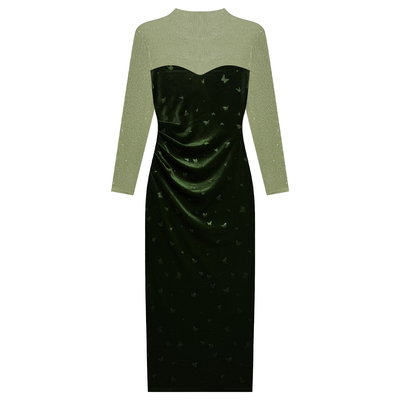 秋冬气质百搭设计感加绒连衣裙#294-390