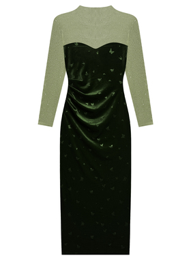 秋冬气质百搭设计感加绒连衣裙463-498