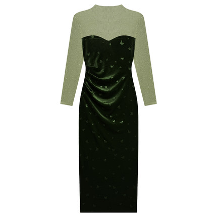 秋冬气质百搭设计感加绒连衣裙463-498