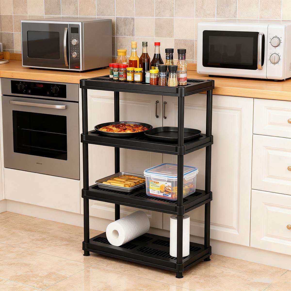 四层塑料收纳架91*46*145CM杂物间置物架可拆装书房仓库重