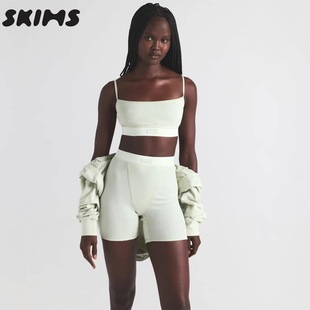 HIRE 薄荷绿棉质螺纹短款 COTTON SCOOP 吊带内衣背心女 RIB SKIMS