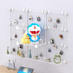 摆件娃娃照片墙墙角置物架网格饰品子加固收纳打孔上幼儿园展示架