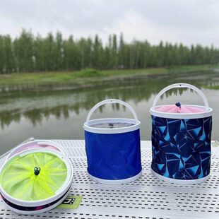 打车载水桶装鱼桶多功能钓鱼打水桶钓鱼用品活鱼桶水桶便捷折叠