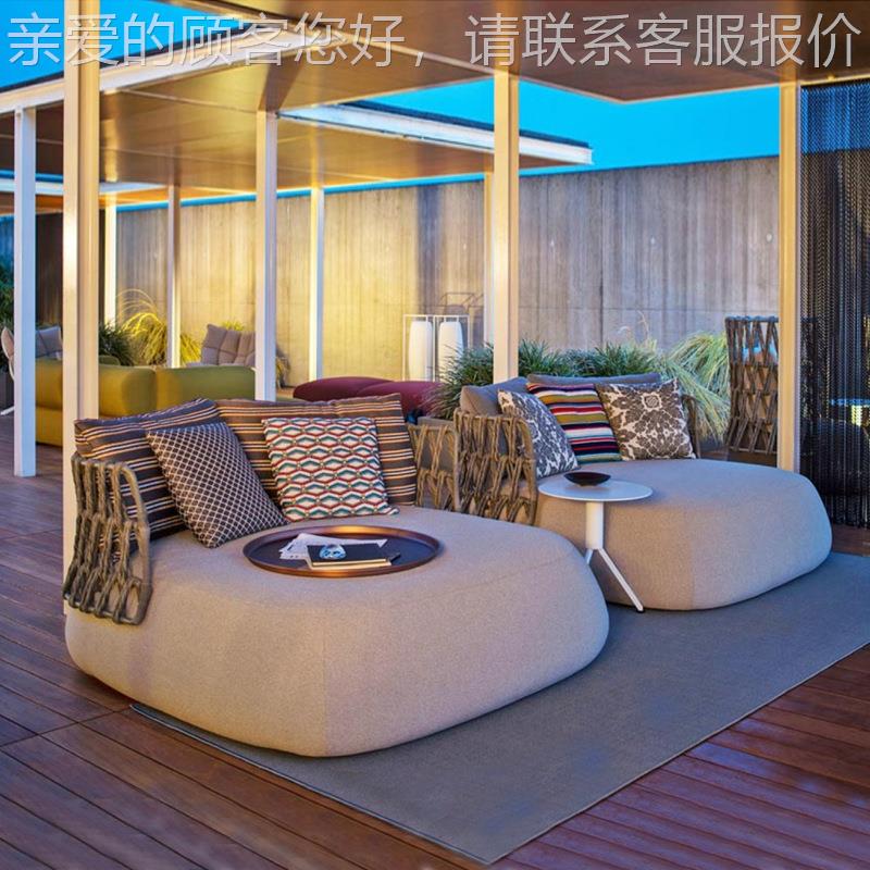 户外沙发合家人具北台欧圆形躺床别墅花园阳躺椅休闲组单懒人58藤
