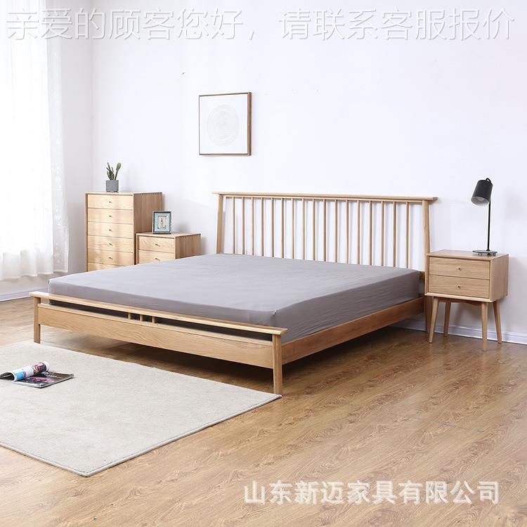 实木床 现人代简约.温莎床5米北欧带靠背软包双 床1.18m主卧家用