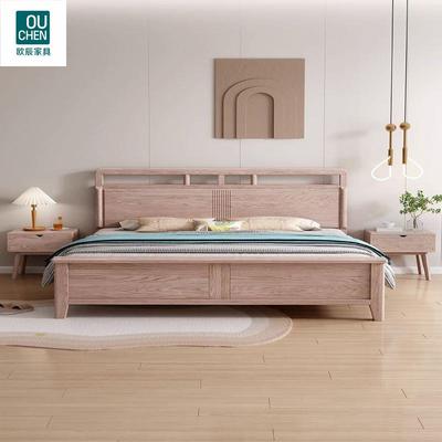 白蜡木实木床主卧1.8x2米原木风卧室大床1.5米现代简约储物实木床