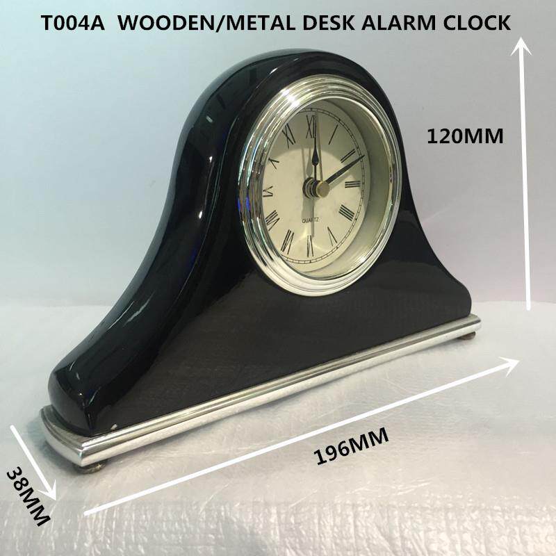办公室台钟实木闹钟钢琴漆木闹钟家居装饰钟金属底座台