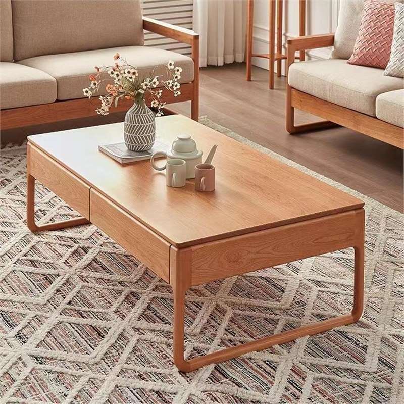 北欧樱桃木实木客厅茶几小户型带抽屉日式家用茶台矮桌轻奢简约