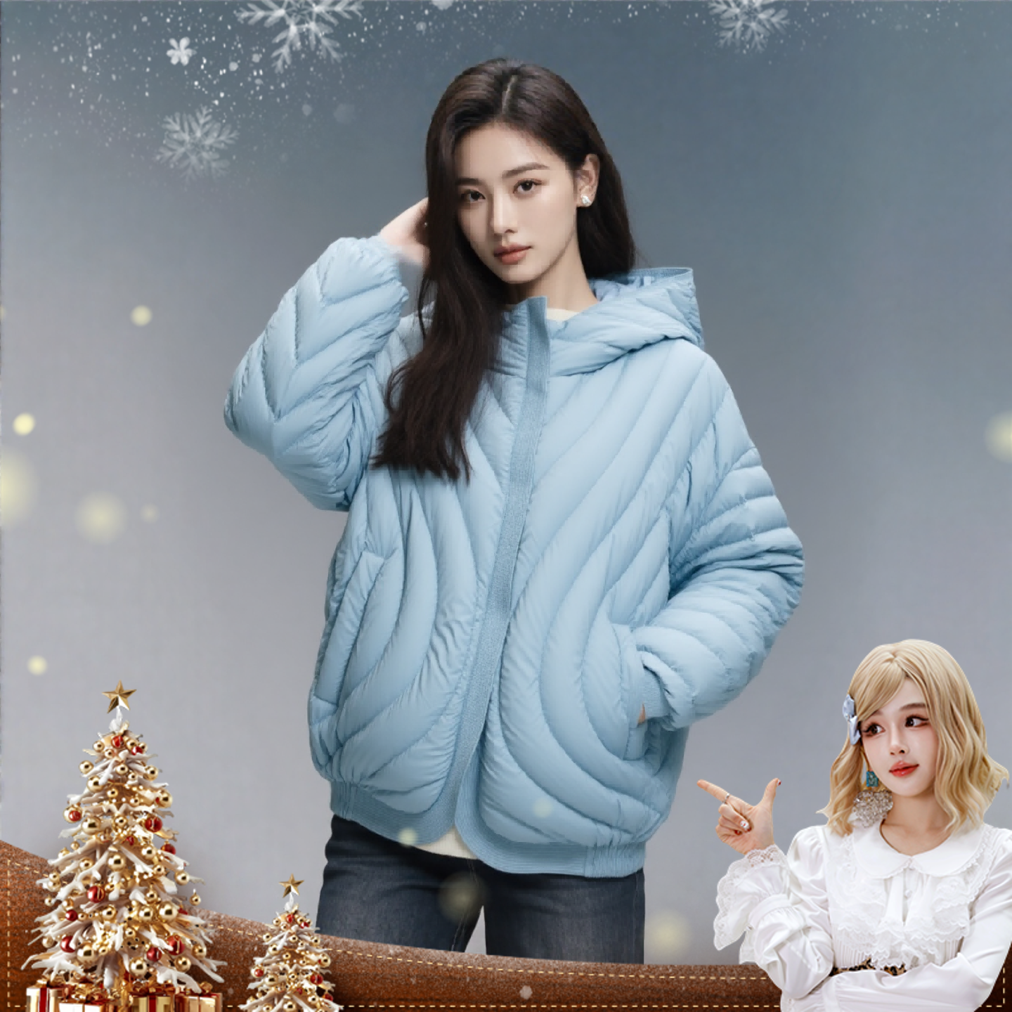 【呼呼专享】羽绒服短款韩版女款宽松连帽保暖外套YS-19106