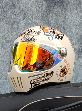 3C认证ORZ复古摩托车头盔男女全覆式四季巡航全盔可装蓝牙酷