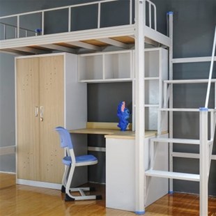 宿舍上床下桌组合床公寓铁艺床员工寝室上床下衣柜加宽加厚高架床