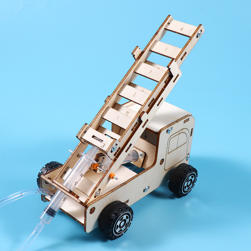 液压消防云梯车diy科技小制作小发明儿童科学实验手工材料包拼装