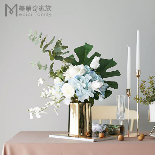 晴朗婚礼手捧花束花瓶小清新欧式客厅摆设插花摆件假花仿真花套装