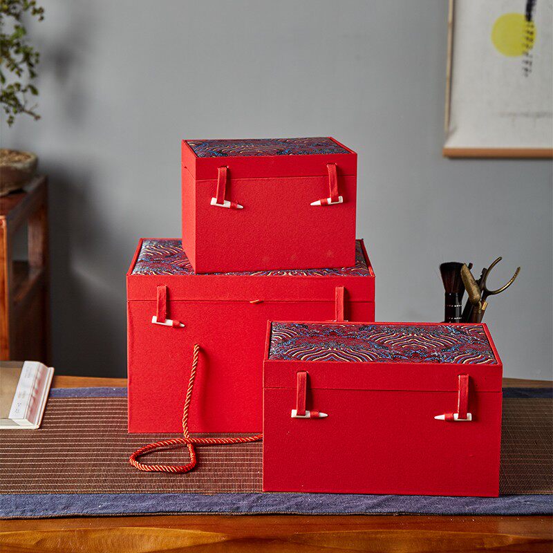 加厚红色云锦礼品包装收藏盒瓷瓶玉器石头摆件工艺品锦盒尺寸订制