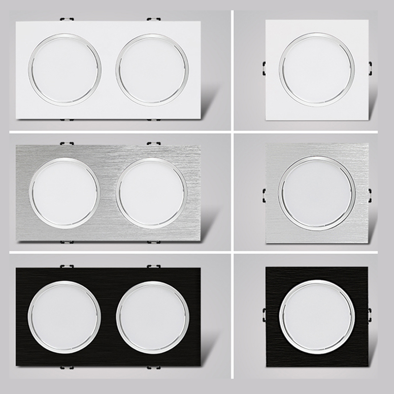 超薄筒灯led长方形射灯嵌入式客厅吊顶卧室无主灯设计双头斗胆灯