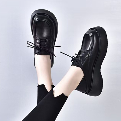 2025新款头层牛皮女鞋英伦风女式大头皮鞋真皮厚底单鞋百搭松糕鞋