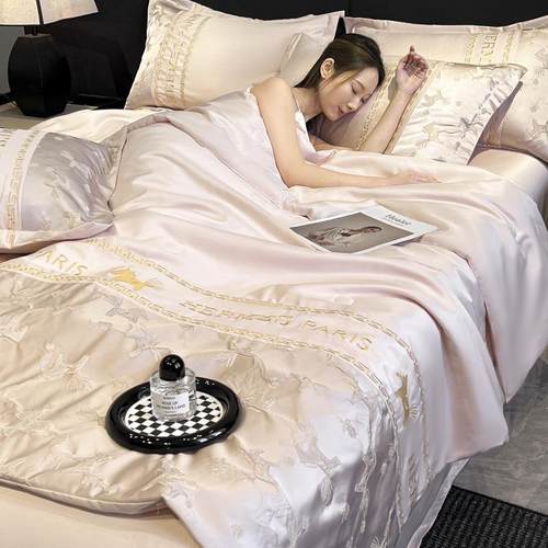 厂家直销高档真丝床单四件套夏季滑裸睡冰丝天丝床笠款床上用品