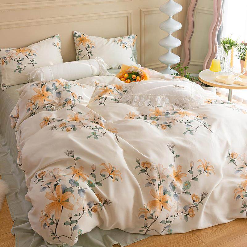 美式田园碎花双面天丝夏季四件套裸睡丝滑冰丝凉感顺滑床上用,3C数码配件,USB灯,淘宝优惠券,粉丝福利购,淘宝优惠卷