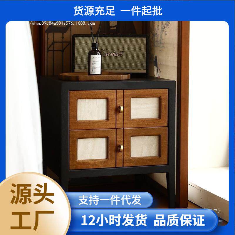 法式复古香云纱床头柜卡门客厅组合实木电视柜床边柜斗柜简约抽屉