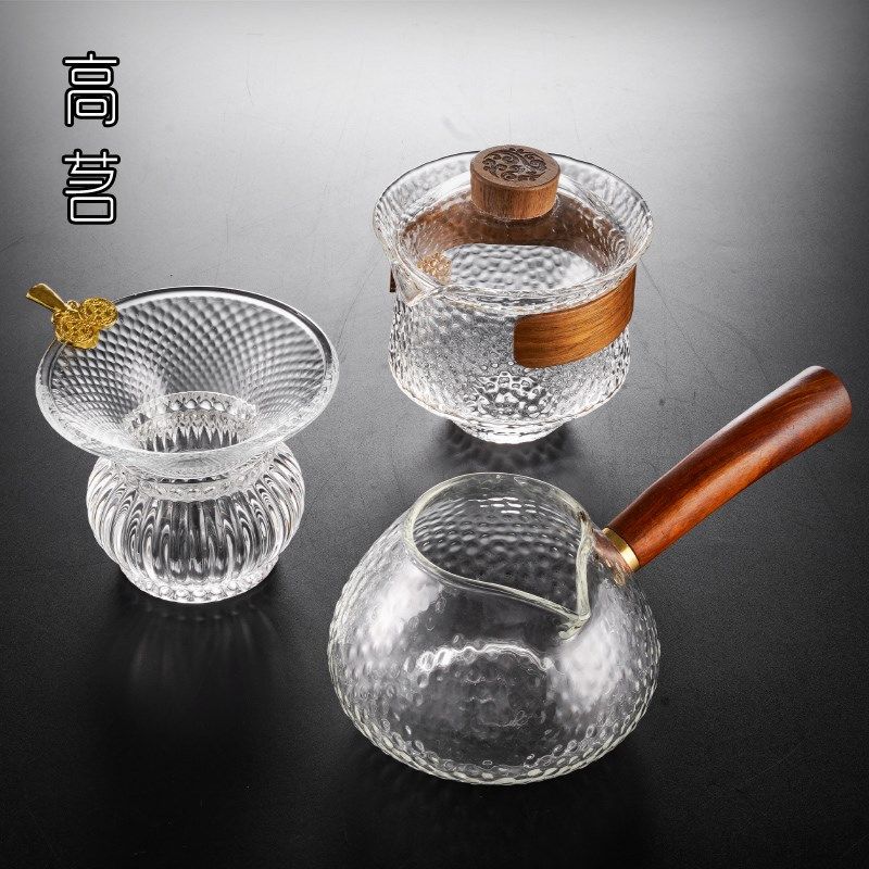 锤纹玻璃公道杯三件套茶杯带茶漏泡茶盖碗茶具套装耐热加厚分茶器,餐饮具,公道杯,淘宝优惠券,粉丝福利购,淘宝优惠卷
