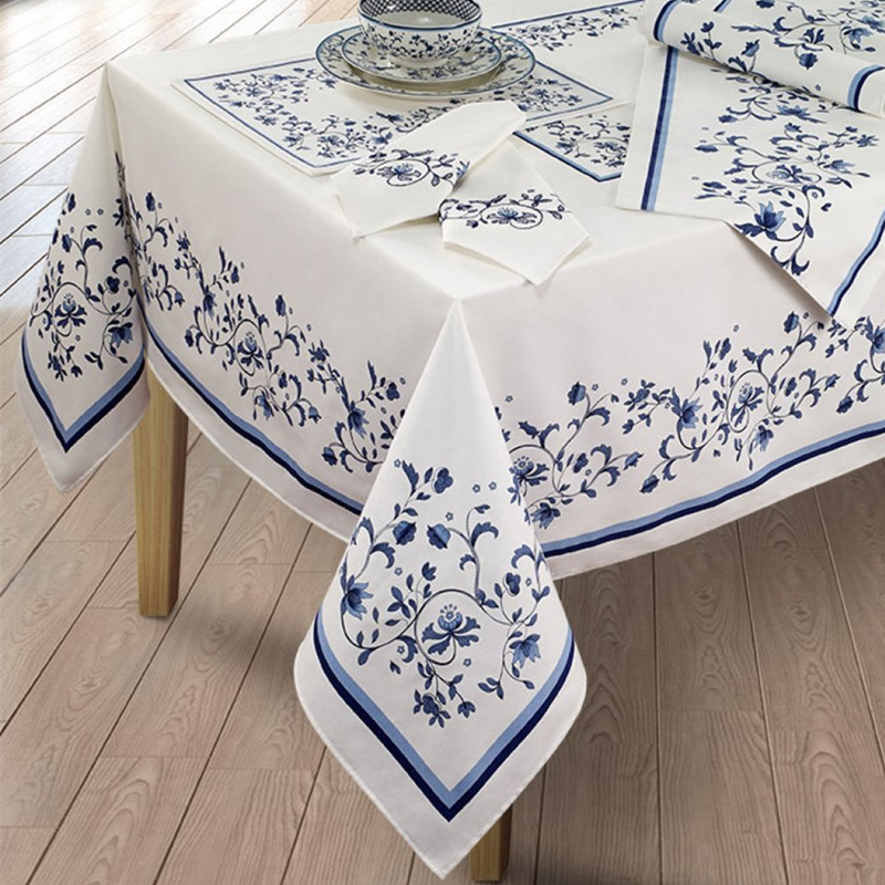 出口海外同款 Blue Portofino 青花瓷桌布 中国风台布