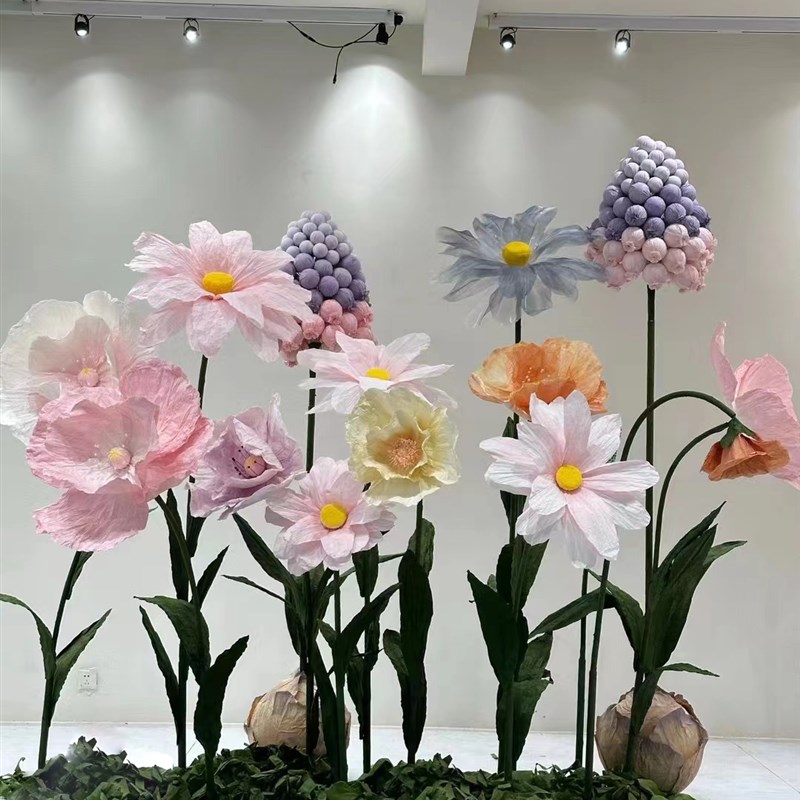 大型巨型纸艺花商场美陈婚礼装饰婚庆道具橱窗布置假手工纸花成品