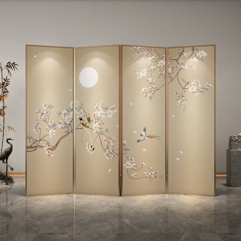 铝合金中式屏风隔断客厅玄关卧室遮挡家用折叠移动折屏入户不锈钢