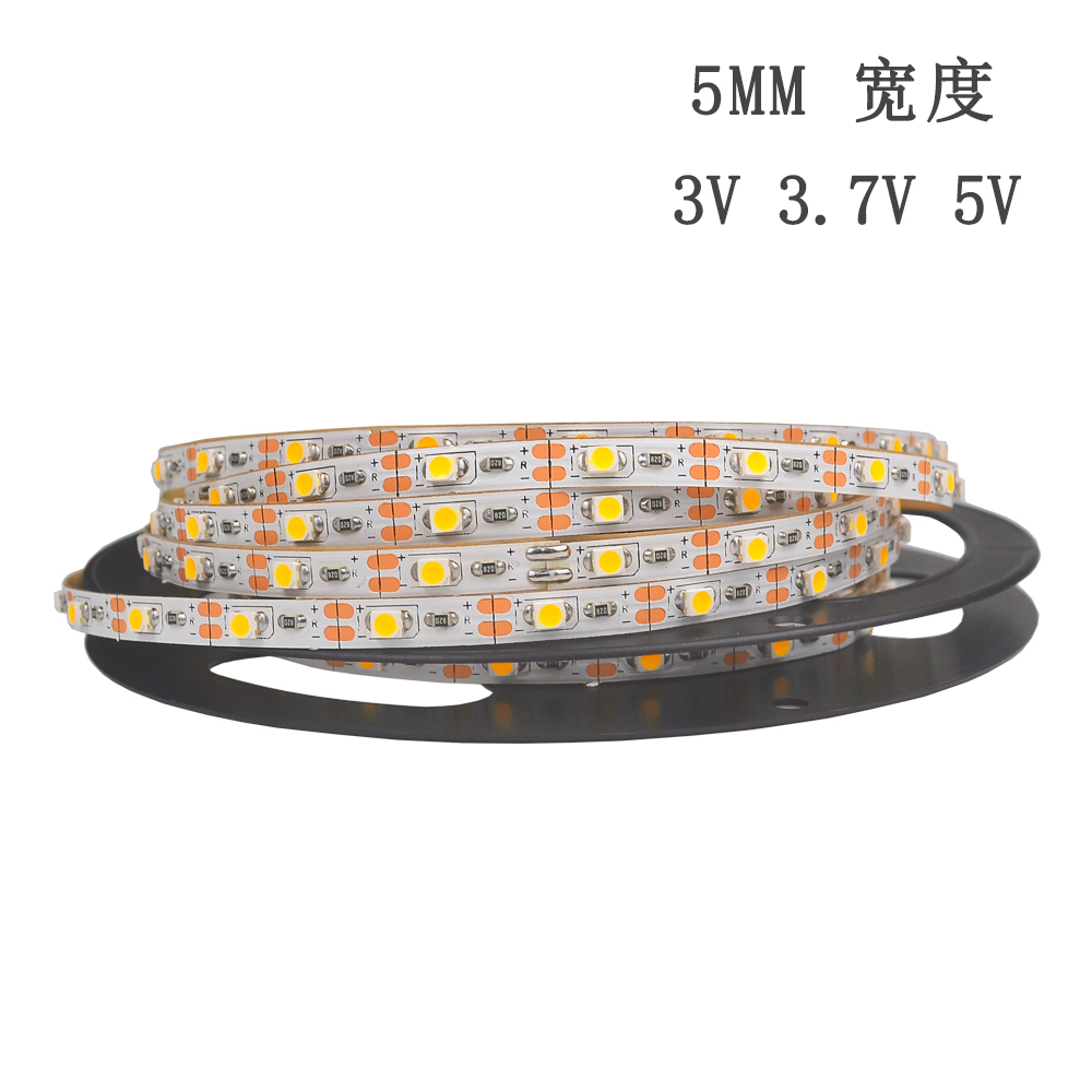 5mm超窄3V3.7V5V6V高亮60灯/米LED软灯条锂电池灯带