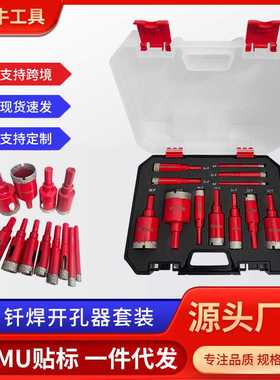 钎焊开孔器套装12件套红色跨境特姆6-35mm大理石瓷砖玻璃干打钻头