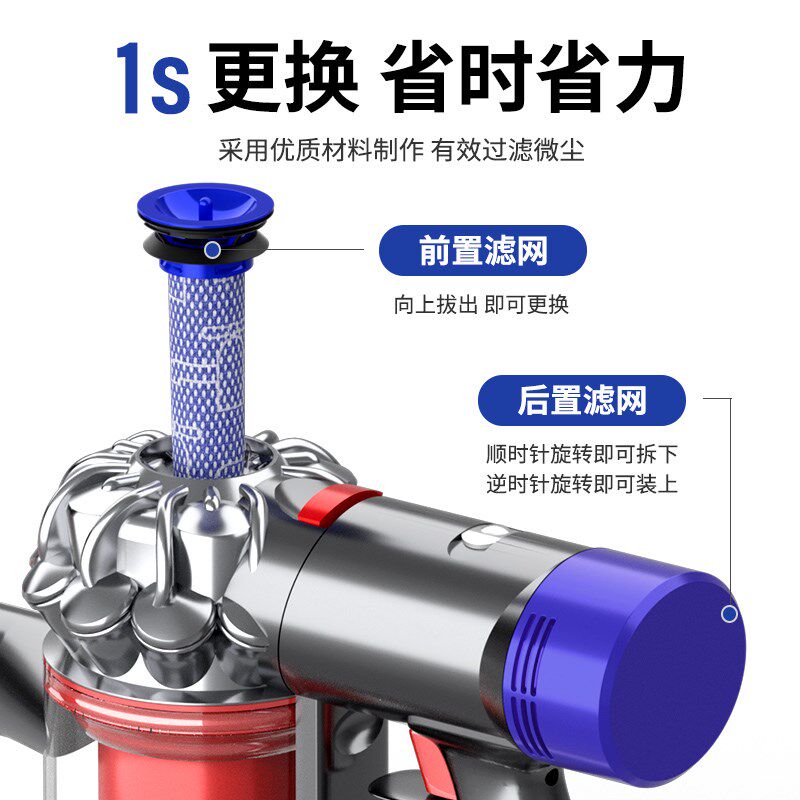 适配dyson戴森吸尘器配件滤芯V6V7V8V10V11前置后置过滤网延长管