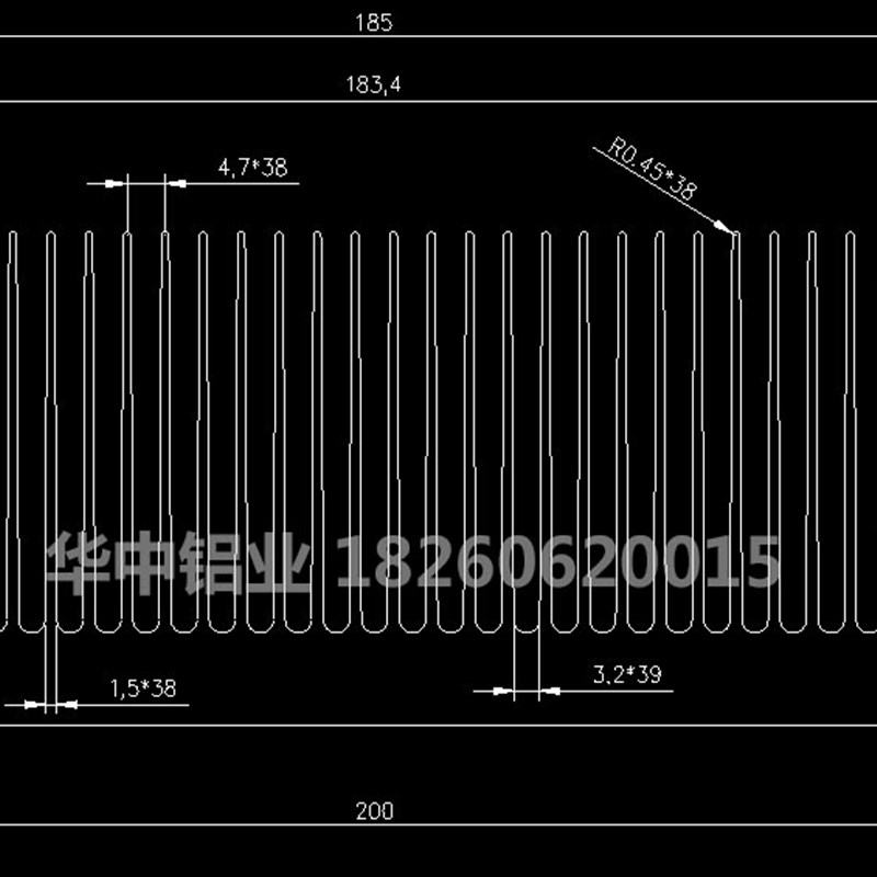 电子密齿散热片铝型材大功率功放散热器块宽高1长度定制厂家