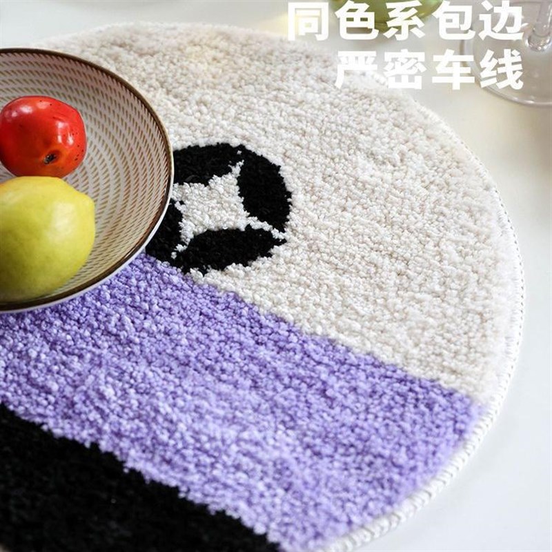 簇绒坐垫卡通花朵圆形植绒地毯汽车加厚柔软坐垫椅垫衣帽间耐脏